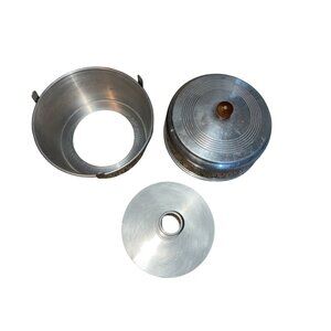 Vintage Mirro 3-Piece Aluminum Angel Food Cake Pan With Lid & Wooden Knob